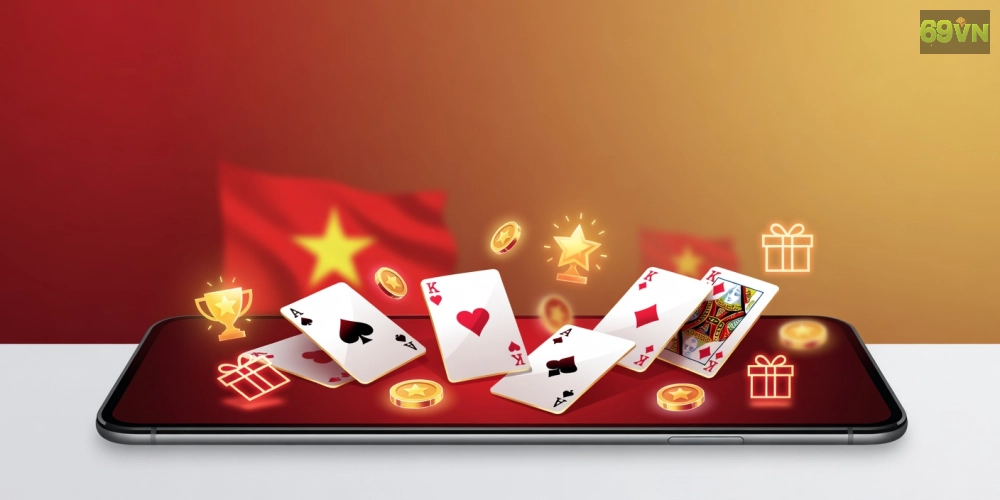 Minh họa giao diện game bài đổi thưởng hấp dẫn với các lá bài rực rỡ